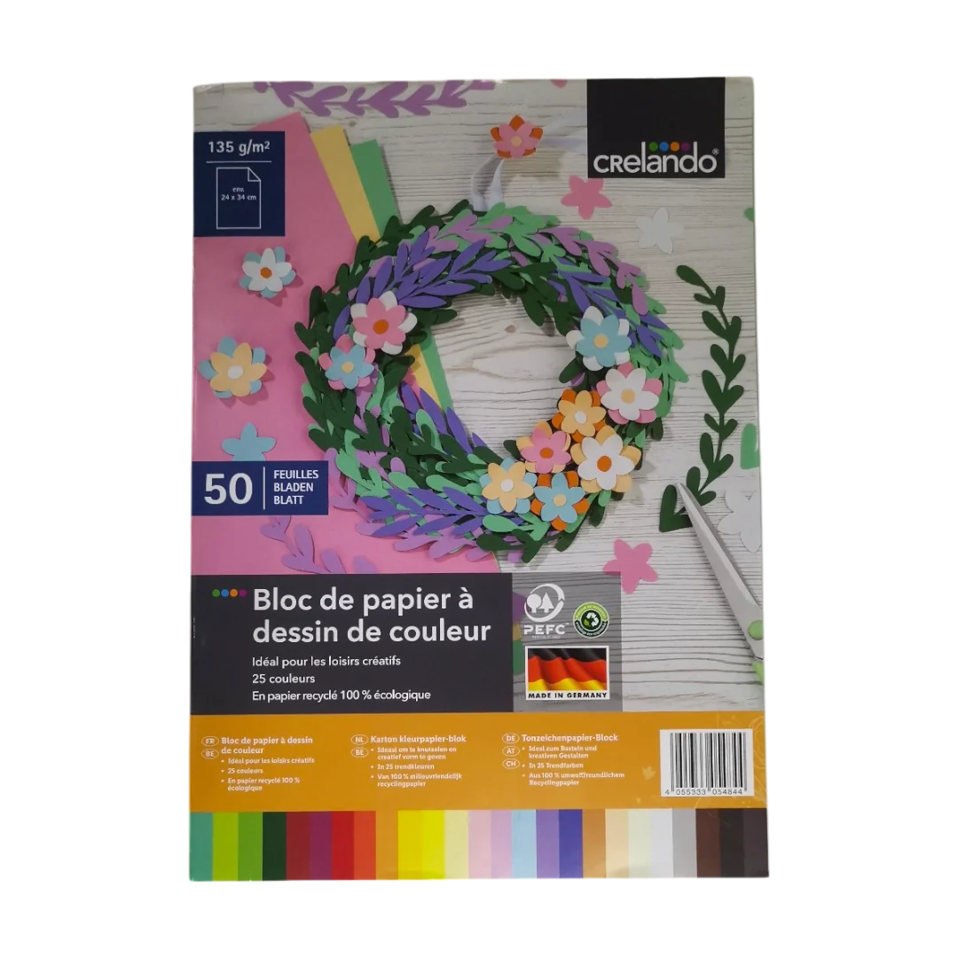 Crelando 50 Colored Drawing Paper Pad - 25 Colors