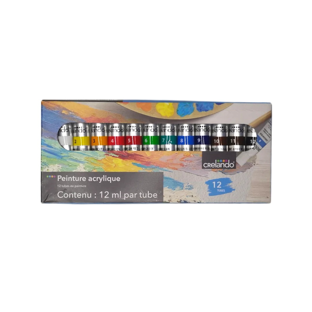 Crelando Acrylic Paint Tubes - 12 Pcs