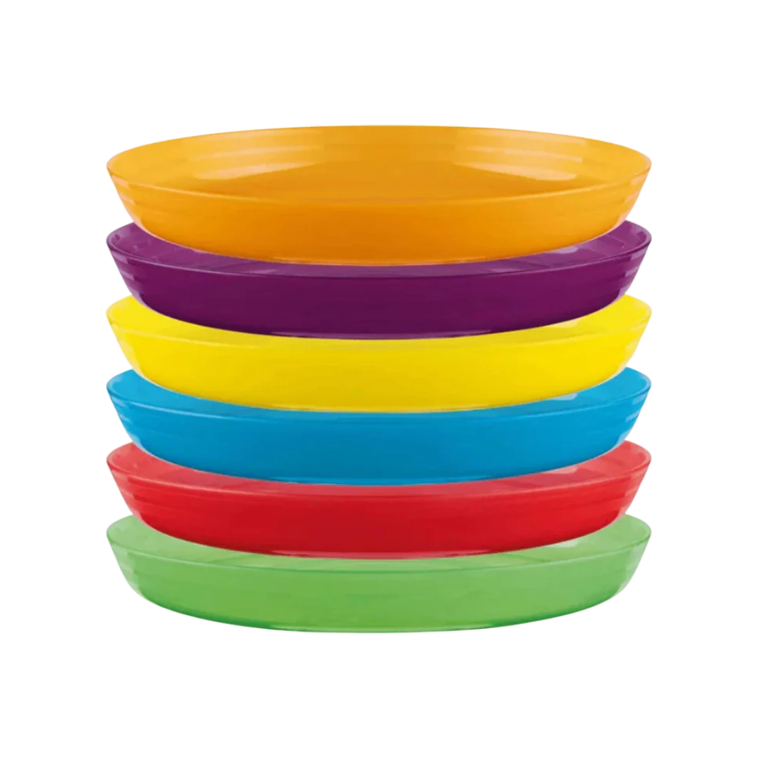 Ernesto Reusable Plastic Plates - 6 Rainbow Colors