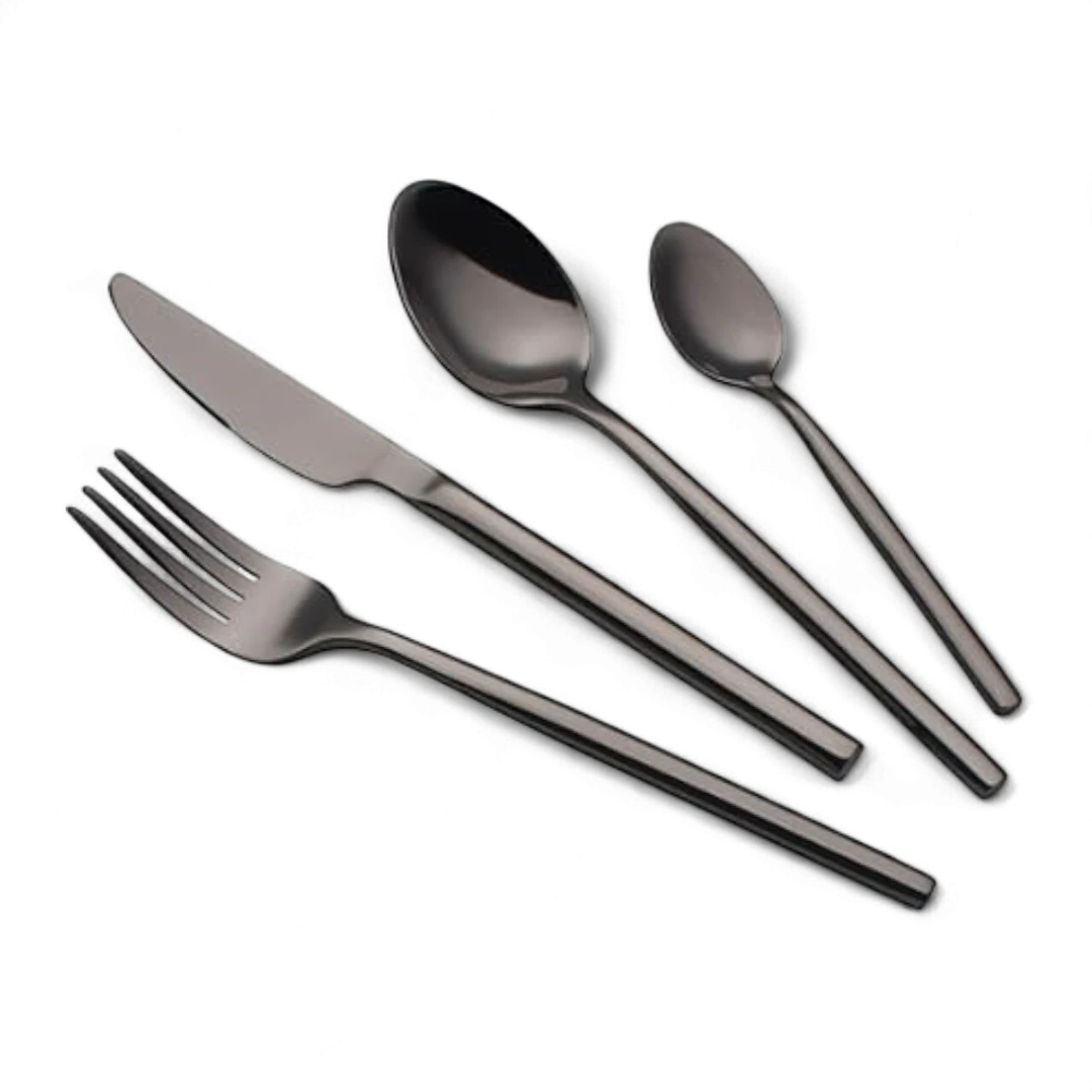Ernesto Matte Black Stainless Steel Cutlery Set - 24 Pcs