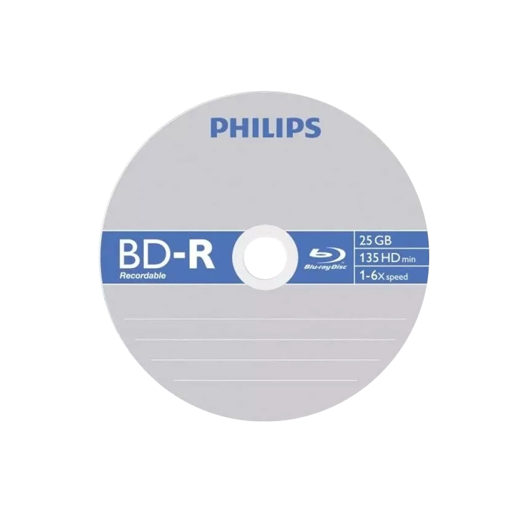Philips BD-R Bluray 25GB 6 x 135 mins Blank Disc BDR - 10Pcs