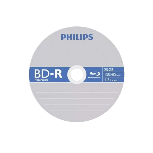 Philips BD-R Bluray 25GB 6 x 135 mins Blank Disc BDR - 10Pcs