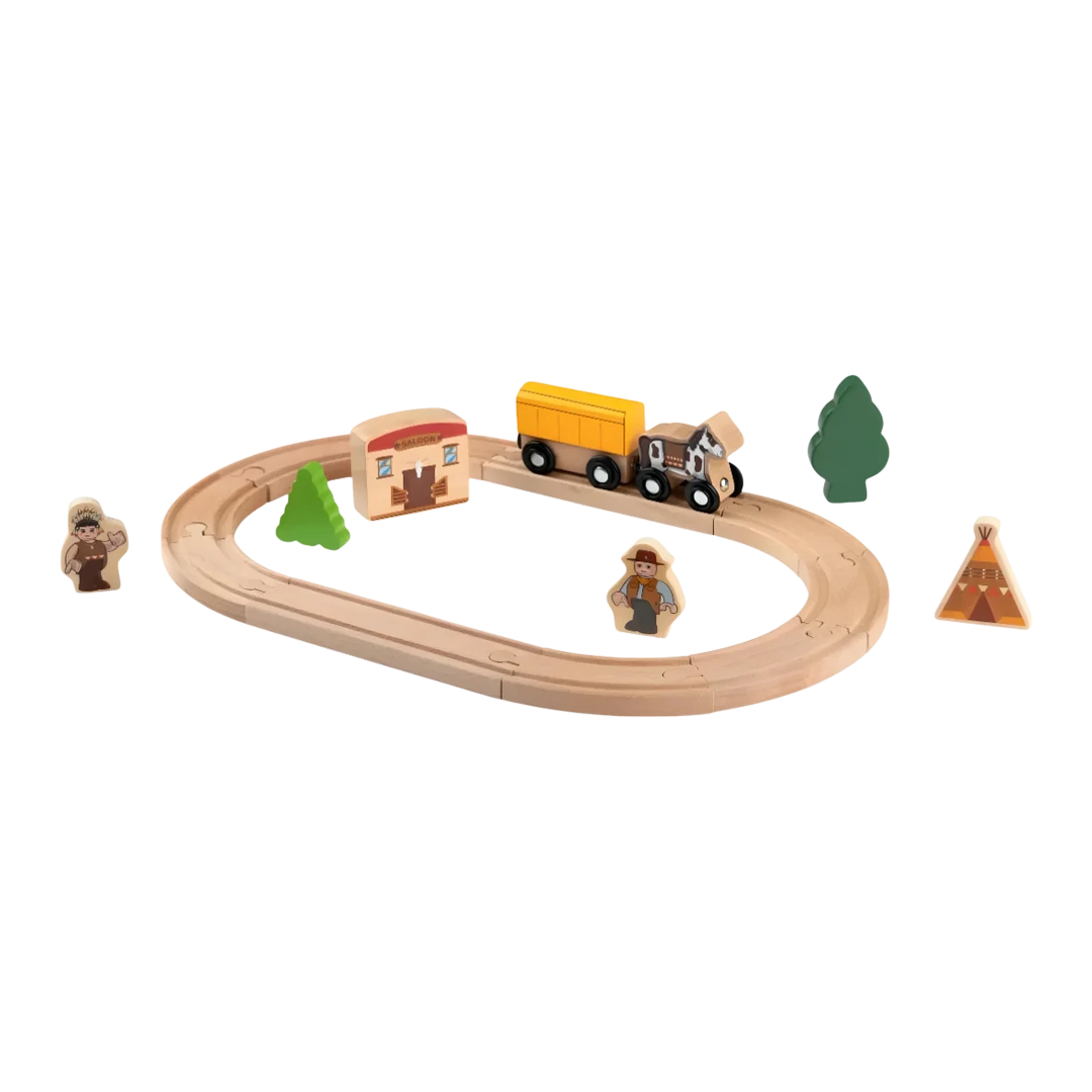 Playtive Wooden Railway Set Wild West - 18 Pcs