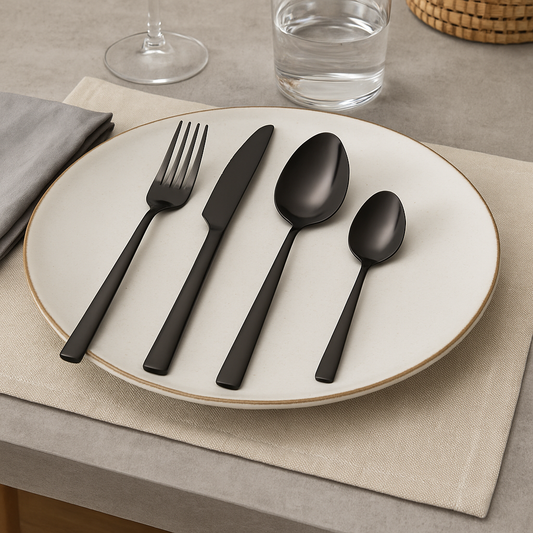 Ernesto Matte Black Stainless Steel Cutlery Set - 24 Pcs