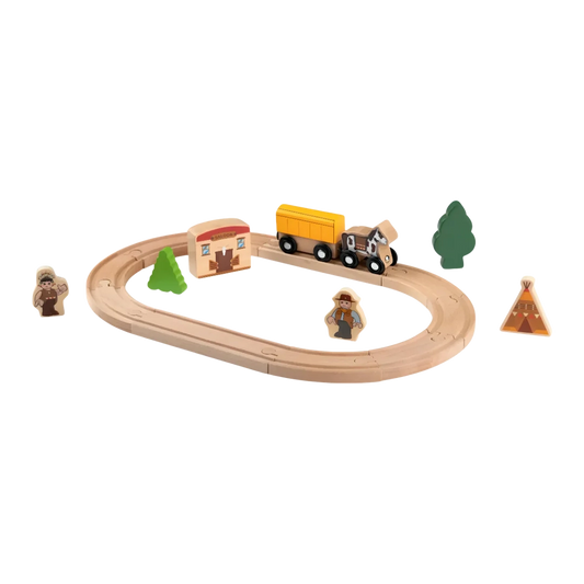 Playtive Wooden Railway Set Wild West - 18 Pcs