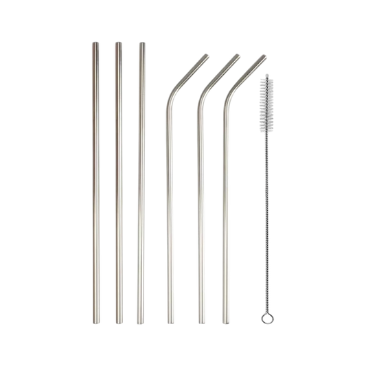 Jes Collection Stainless Steel Drinking Straw Set - 7 Pcs