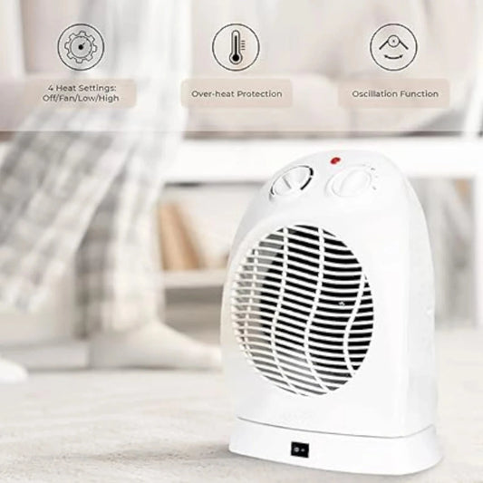 Compact Electric Fan Heater - White